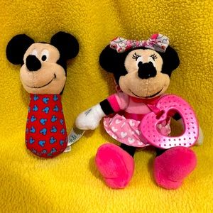 Mickey and Minnie Plush Rattles